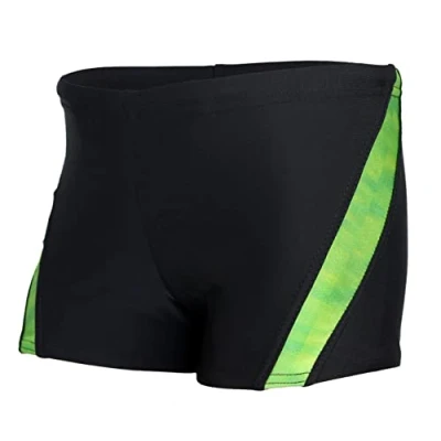Abbildung von Aquarti Jungen Schwimmhose Kontrastfarbige Einsätze, Farbe: Schwarz/Grün, Größe: 158