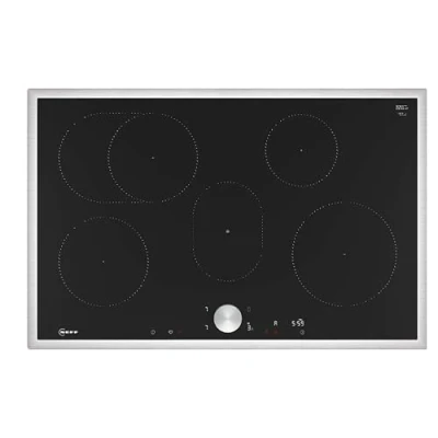 Abbildung von NEFF T58STF1L0 Induktionskochfeld N90, autarkes Glaskeramik Kochfeld 80 cm breit, Twist Pad, Home Connect, Smart Hood Automatic, Powerstufe, aufliegend, Schwarz