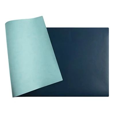 Abbildung von Exacompta 29122E Flexible Schreibunterlage Home Office, aus zweifarbigem Kunstleder (Polyurethan), weich und widerstandsfähig, 35 x 60 cm, tropisch/blaugrün