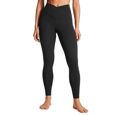 Abbildung von CRZ Yoga Damen Butterluxe Cross Waist Workout Leggings V High Bauchkontrolle Lounge 71cm Schwarz 38