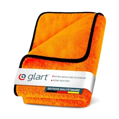 Abbildung von Glart Auto Trockentuch XXL Microfasertuch Autopflege, saugstark, 90x60cm für kratzfreies Trocknen, Mikrofasertuch Großes Mikrofasertuch, Orange, Microfasertücher Poliertuch