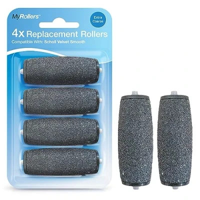 Abbildung von My Rollers Mineral Ersatzrollen extra grob kompatibel mit allen gängigen elektrischen Hornhautentfernern, 4er Pack