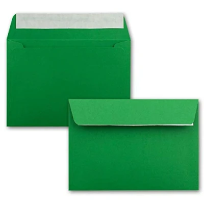Abbildung von 50x Briefumschläge Grün DIN C6 Format 11,4 x 16,2 cm Haftklebung Kuverts ohne Fenster Weihnachten, Grußkarten &amp; Einladungen Für A6 A4 Papier
