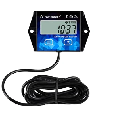 Abbildung von Runleader Digitaler Drehzahlmesser für 2/4 TakteKleiner Motor,Drehzahlalarm,Batterie austauschbar,Weißes und rotes Display mit Hintergrundbeleuchtung,Verwendet am Rasenmäher Generator Außenbordmotor