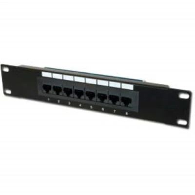 Abbildung von DIGITUS Cat 5e Patchpanel 8 Ports RJ45 Buchsen 10 Zoll Rack Mount 1HE LSA Verteilerfeld Ungeschirmt Schwarz