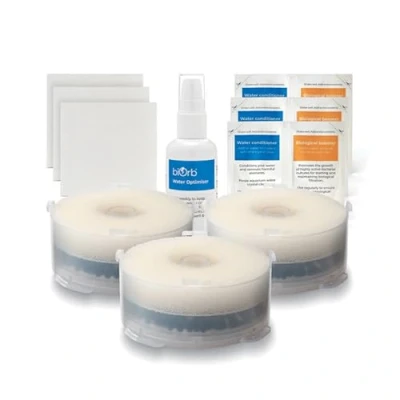 Abbildung von biOrb Service Kit 3 mit Wasseroptimierer 10 teiliges Reinigungs Set, Ersatz Filterpatronen, chemische Filtermedien, Schwamm, Reinigungstuch und Wasser Aufbereiter, für alle Aquarien