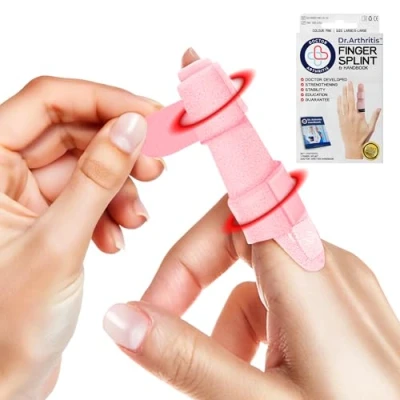 Abbildung von Dr. Arthritis Von Ärzten Entworfen Fingerbandage, Fingerschiene Kleiner Finger/Mittelfinger/Zeigefinger Fingerschutz bei Verletzung mit Klammern &amp; Schienen[Rosa, L/XL, Einheitsgröße]