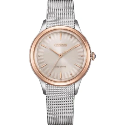 Abbildung von CITIZEN L Damenuhr Eco Drive Solar mit Edelstahl Milanaiseband Bicolor/Rosé EM1156 80X