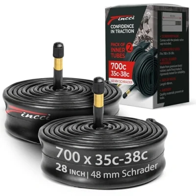 Abbildung von Fincci Fahrradschlauch 28 Zoll Paar Rennrad Schlauch 700x 32c 35c 38c, 40 622 mit 48mm Schrader Autoventil für Ebike, Tourenrad, Race Fahrrad, Fahrradzubehör 2er Pack