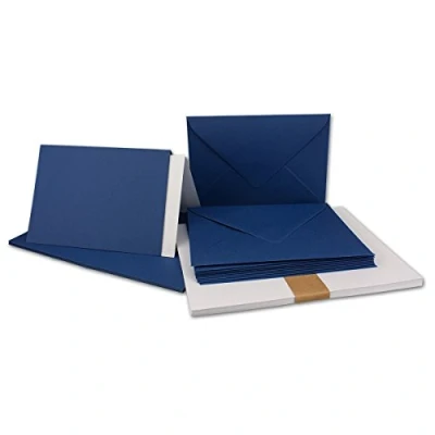 Abbildung von 25x Faltkarten Set DIN A6/C6 mit Brief Umschlägen in Dunkelblau/Nachtblau inklusive Einleger 14,8 x 10,5 cm Premium Qualität FarbenFroh