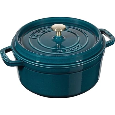 Abbildung von STAUB Gusseisen Bräter/Cocotte, Rund 26 cm, 5 L, Aromaregen Funktion, Für alle Herdarten geeignet, La Mer