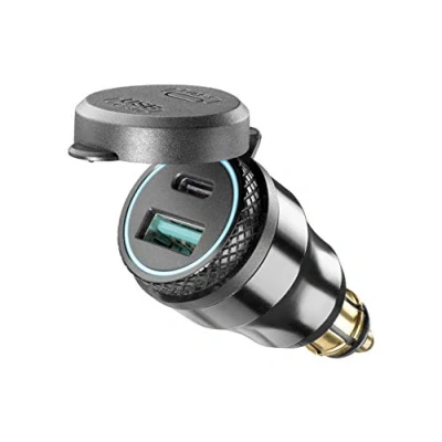 Abbildung von INTERPHONE ACCDIN2USBTYPEC Adapter für Motorrad, Aluminium, DIN 12 V auf USB und Typ C