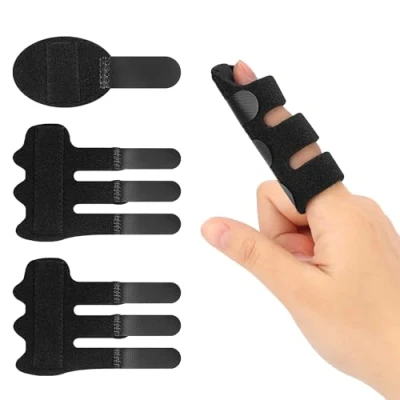 Abbildung von supregear Fingerschiene 3 Stück Verstellbare Fingerstütze, Fingerglätter für alle Finger Gebrochene, Verstauchte, Sehnenentzündung, Geschwollene Finger, Triggernder Fingerstabilisator