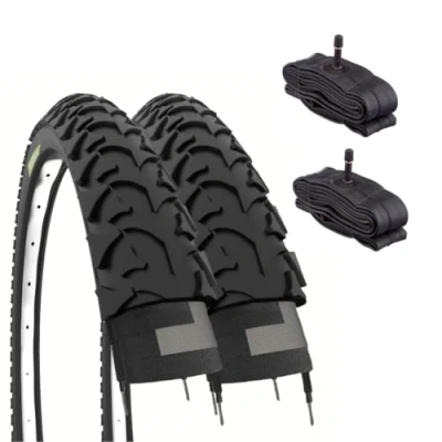 Abbildung von Ecovelò Unisex Erwachsene 2 12 1/2 x 1,75 1/4 (47 203) + Kammern mit amerikanischem Ventil, Reifen aus Gummi, Fahrrad, MTB, Kinder Amerika, Schwarz, Einheitsgröße