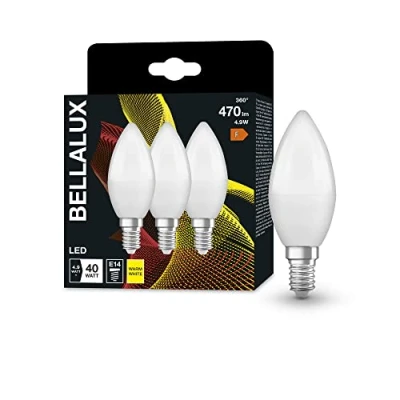 Abbildung von BELLALUX LED Lampe für E14 Sockel, matte Optik ,Warmweiß (2700K), 470 Lumen, Ersatz herkömmliche 40W Leuchtmittel, nicht dimmbar, 3 er Pack