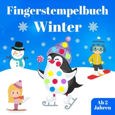Abbildung von Fingerstempelbuch Winter ab 2 Jahren: Fingerstempeln zum Malen und Basteln Fingerfarben Stempelbuch für Mädchen Jungen Bastelbuch Kinder mit 50 winterlichen Motiven