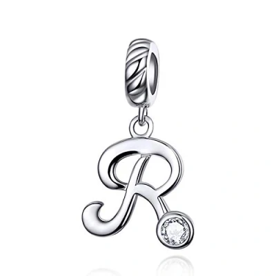 Abbildung von LaMenars Damen Charm Anhänger Alphabet Buchstabe 925 Sterling Silber passend für, Chamilia und europäische Armbänder &amp; Halsketten (Buchstabe R)