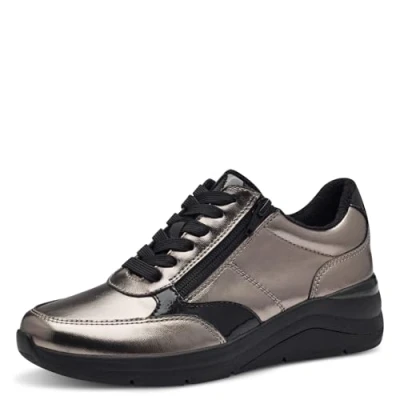 Abbildung von Jana Damen Sneaker flach mit Reißverschluss Vegan, Silber (Silber), 39 EU