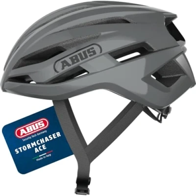 Abbildung von ABUS Rennradhelm StormChaser ACE leichter Fahrradhelm für Radrennen, Gravelbike Touren und Cyclocross Damen Herren Größe L, Grau