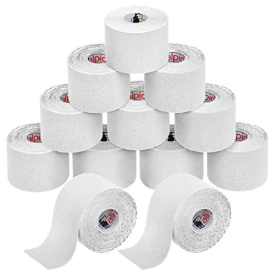Abbildung von ALPIDEX Kinesiologie Tape 1/3/ 6/12 Rollen Viele Farben 5 m x cm Anwendungsbroschüre Elastisch Wasserfest Hautfreundlich Physio Muskel Set, Farbe:weiß, Menge:12