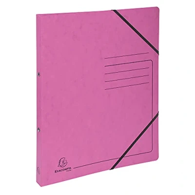 Abbildung von Exacompta 542557E Ringhefter mit Gummizug. Aus extra starkem Colorspan Karton 2 Ring Mechanik DIN A4 Füllhöhe 14 mm rosa mappe Ringbuch Hefter