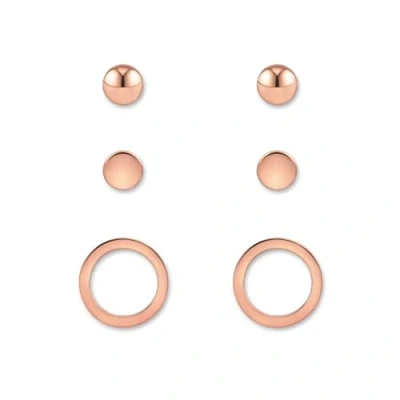 Abbildung von Ohrstecker Set Roségold für Damen drei roségoldene, hautverträgliche Stecker Ohrringe I Ohrschmuck mit 18 Karat Vergoldung