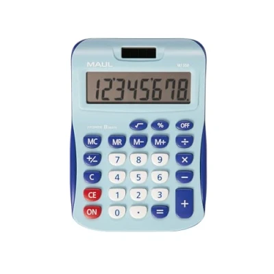 Abbildung von MAUL Taschenrechner MJ 550 groß mit 8 Stellen Display Standardfunktionen für Büro, Zuhause, Schule Solar Batterienutzung bei Dunkelheit Blau