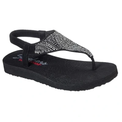 Abbildung von Skechers Damen Meditation New Moon Zehentrenner, Black Mitobuck/Smoke Rhinestone, 37 EU