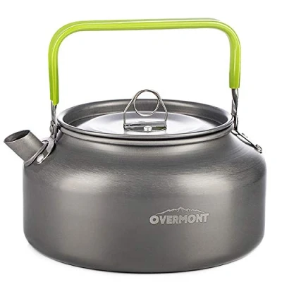 Abbildung von OVERMONT Tragbar Aluminium Camping Wasserkocher Kessel Teekanne Kaffeekanne für Outdoor Picknick Wandern 1,2I