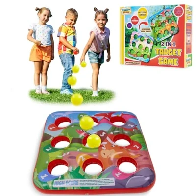 Abbildung von KreativeKraft Ziel Ball aufblasbare Kindergeburtstag Spiele, Outdoor Spiele für Kinder Jungen Mädchen, 3 in Folge Inflatables Garten Spielzeug (2 1 Zielballspiel)