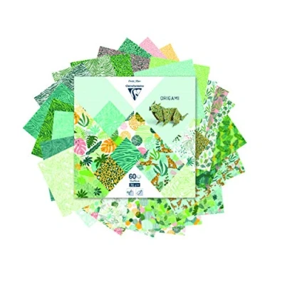 Abbildung von Clairefontaine 95353C 60 Blatt Origami Papier, 70 g/m², Format 15 x cm, 30 verschiedene bunte Motive (2 pro Motiv), kreative Hobbys für Erwachsene und Kinder, Kollektion exotische Frische