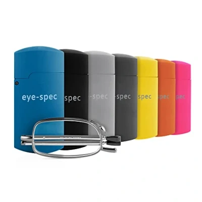 Abbildung von eye spec Zusammenklappbare Lesebrille mit gelbem Etui im Taschenformat Kompaktes, klappbares Design für Herren verfügbar in 8 Farben und 9 Sehstärken (1,25)