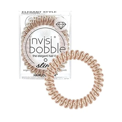 Abbildung von invisibobble Slim Haargummi Bronze I 3x Dünne Haargummis für Mädchen &amp; Damen eleganter Look starker Halt designed im Herzen Münchens