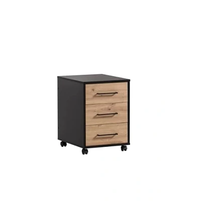 Abbildung von Schildmeyer Rollcontainer, Holzwerkstoff, Artisan Eiche Dekor/schwarz matt, 40 x 50 57 cm
