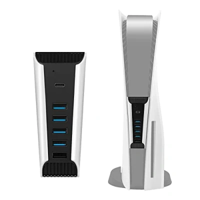 Abbildung von Mcbazel 5 Port PS5 USB Erweiterung, 2.0 Hub Hochgeschwindigkeits Ladegerät Splitter Adapter für PS5, Nicht Slim/PS5 Pro