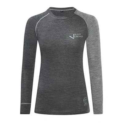 Abbildung von Black Crevice Damen Langarmshirt aus Merino Wolle in 36 Steel Blue/Blood red I Funktionsshirt atmungsaktiv Funktionsunterwäsche Base Layer Long Sleeve Skiunterwäsche