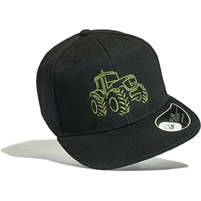 Abbildung von Kinder Cap : Traktor Basecap Kappe Jungs Cappy Jungen Sport Mütze (One Size/Schwarz)