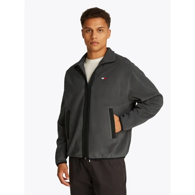 Abbildung von Tommy Jeans Badge Polar Fleecejacke, Herren, Größe: XL/XXL, Washed black