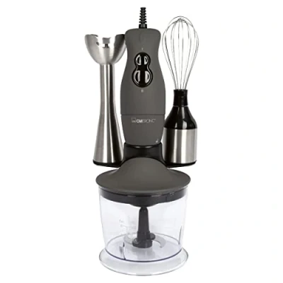 Abbildung von Clatronic® Stabmixer Set Mixer, Pürierstab, Zerkleinerer aus Edelstahl 400 Watt 2 Geschwindigkeitsstufen Allesschneider Mixbehälter Schneebesen Multizerkleinerer SMS 3777