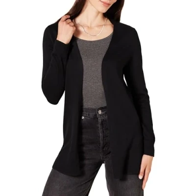 Abbildung von Amazon Essentials Damen Leichte Strickjacke, Vorne Offen (Erhältlich In Übergröße), Schwarz, L