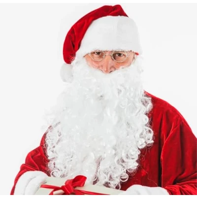 Abbildung von 2 in 1 Nikolausbart Set als Verkleidung für Weihnachtsmann Weihnachtsmannbart + Perücke Santa Weihnachten