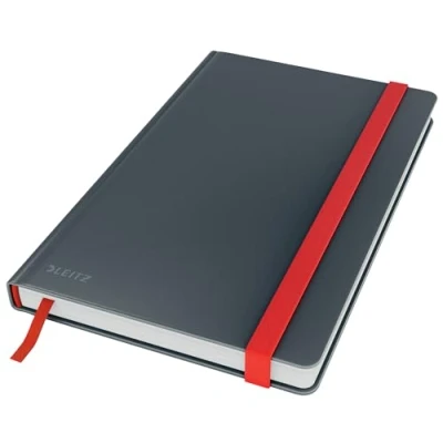 Abbildung von Leitz kariertes Hardcover Notizbuch in A5 Format, 80 Blatt, 160 Seiten, 100 g/m² Papier, Ideal für Büro, Schule, Studium oder als Journal Buch, Gummizugverschluss, Grau, Cosy Serie, 44540089