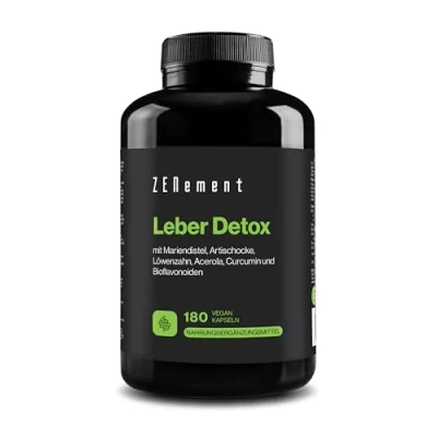 Abbildung von Leber Detox mit Mariendistel, Artischocke &amp; Löwenzahn, Acerola, Curcumin und Bioflavonoiden 180 Kapseln Hochdosiert 80% Silymarin Ohne Magnesiumstearat, Vegan Zenement