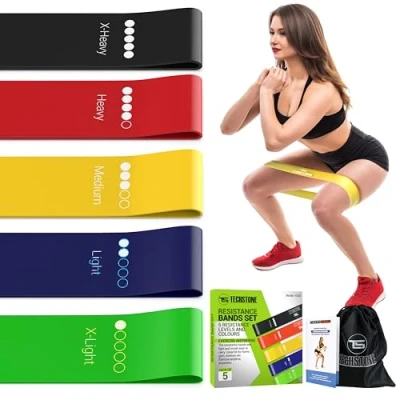 Abbildung von TechStone Resistance Bands Geräte für Männer (5er Set) Sport Fitness und Frauen Widerstandsbänder Gummibänder Bänder Krafttraining Booty Gummiband Zuhause, Gym, Fitnessstudio, Yoga &amp; Pilates