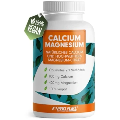 Abbildung von Calcium &amp; Magnesium 180 Kapseln hochdosiert mit 800 mg + 400 pro Tag hohe Bioverfügbarkeit durch natürliches aus Rotalgen und Citrat laborgeprüft vegan