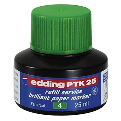 Abbildung von edding PTK 25 Nachfülltinte grün ml mit Kapillarsystem, ideal zum sauberen und unkomplizierten Nachfüllen fast aller Brillant Papiermarker.