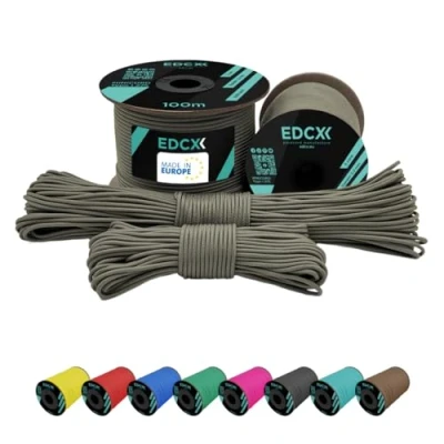 Abbildung von EdcX 2 mm Nylon Paracord 275 (50 und 100 m) 100% Nylonseil, 3 adrige Schnur, Nylonschnur in vielen Farben (Dark Gray,