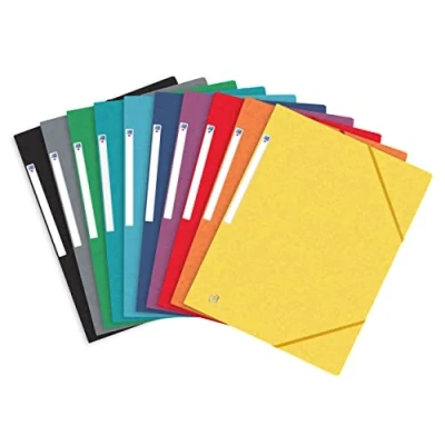Abbildung von OXFORD Topfile+ 10 Stück Mappen, Karton, 3 Klappen, Format A4, mit Gummizug