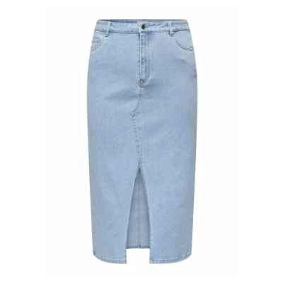 Abbildung von ONLY Carmakoma Carsiri Front SLIT Jeansrock, Damen, Größe: 42, Light blue denim