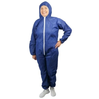 Abbildung von ARNOMED PP Schutzanzug Einweg Blau, 10x Ganzkörperanzug Gr L (130x171cm), Lackier &amp; Maleranzug mit Kapuze, Blaue Arbeits Overalls für Herren/Damen, latexfreie Schutzkleidung, Einweganzug